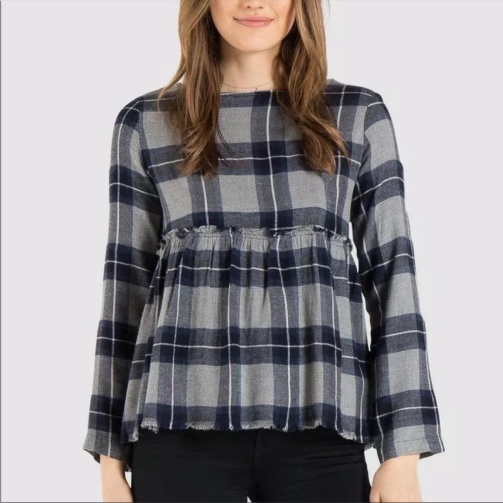 Anthropologie cloth & stone plaid blouse